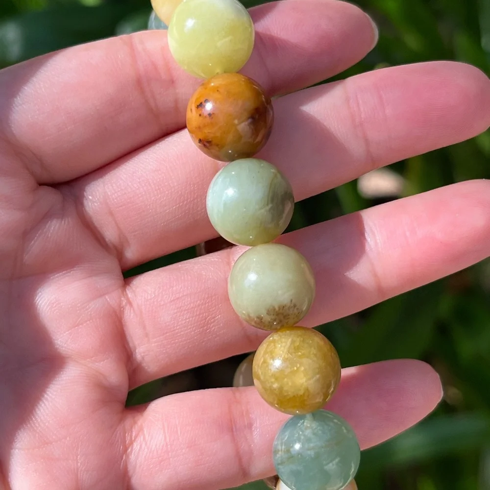 14mm stretchable multicolor Xiuyu jade bracelet‎ 1568